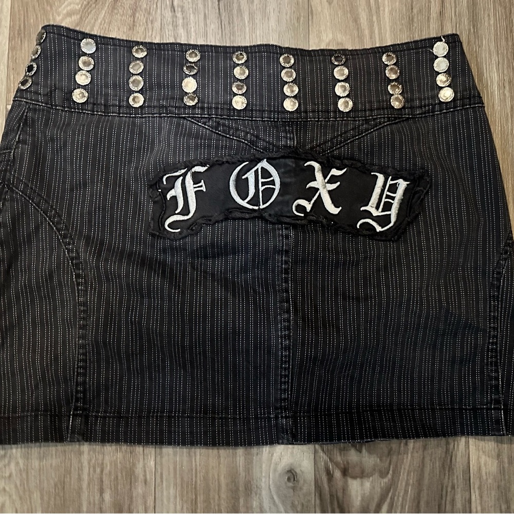 Y2K low rised  vintage black skirt with Silver Accents